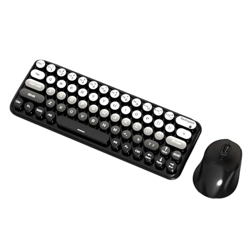 Teclado Ultrafino de tamaño Completo y ratón inalámbrico, Teclado y Raton Inalambrico Ergonómico, Tamaño Completo con Teclado Numérico, Receptor USB 2.4 GHz for Mac, PC, Ordenador Portátil