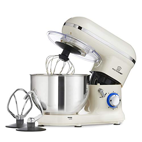 MisterChef PRO Electric Kitchen 1600W Food Stand Mixer, Big Bowl, Eggbeater, Dough Hook & Stainless...