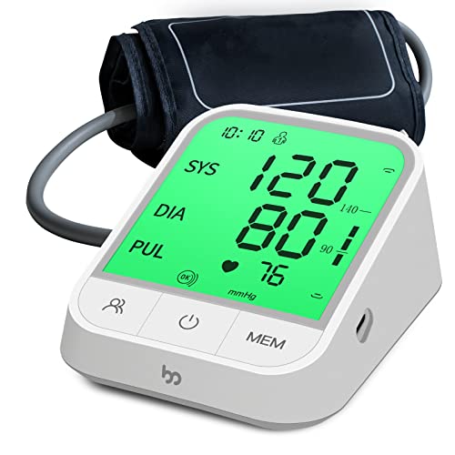 Blood Pressure Machine Large Backlit Display & Adjustable Cuff, Automatic Blood Pressure Monitors Upper Arm, Digital BP Machine, 99x2 Sets Memory for Home Use