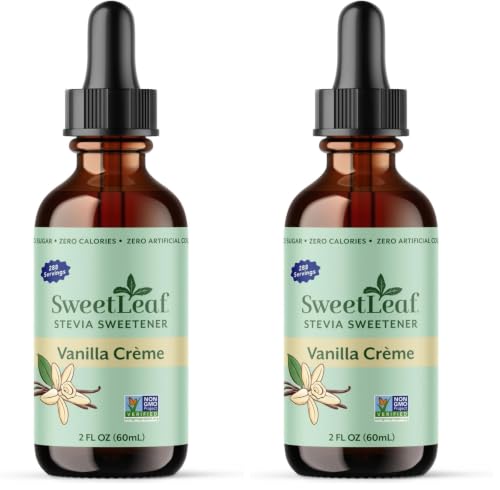 SweetLeaf Sweet Drops - Flavored Stevia Liquid Sweetener,Organic Stevia Extract,Zero Calorie,Keto Friendly,Non GMO,Natural Flavor,Sugar Alternative - Vanilla Creme,2 Fl Oz,(Pack of 2)