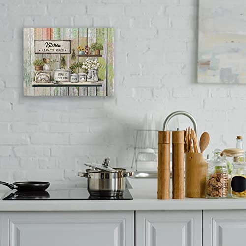 Rustic Kitchen Wall Art Farmhouse Kitchen Pictures Wall Decor Tableware Motivational Canvas Painting Farm Kitchen Sign Framed Artwork For Kitchen Dining Room 12"X16" #TOP1