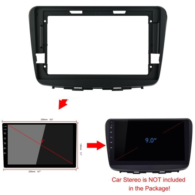 Image of Audio Wheels Car Android Frame ABS300 Plastic Material 9 inch with Wiring Suitable for Base Model for Maruti Baleno 2010-2018