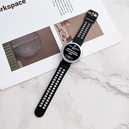 Image of FOLX FAG05 Sport Ni-ke Airhole Silicone Strap Compatible for Samsung Galaxy Watch 4 Band & Galaxy Watch 5 Band 44mm 40mm /Watch 5 Pro Bands 45mm /Galaxy Watch 4 Classic Bands 46mm 42mm,20mm Sport Strap Wristbands for Men Women Unisex (BLACK & GREY)