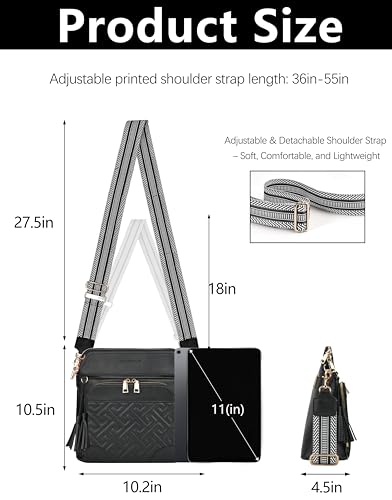 Image of Crossbody Bags for Women with Built In Wallet,RFID Travel Purse | Quilted Design, RFID Protection, Multiple Compartments, Organized Storage, iPad Compatible, Adjustable Strap