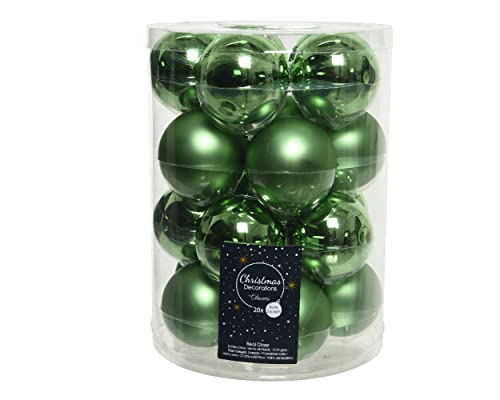 Kaemingk Weihnachtskugeln Glas 6cm x 20 Stück Christbaumkugeln matt glänzend hellgrün grün maigrün apfelgrün Cover