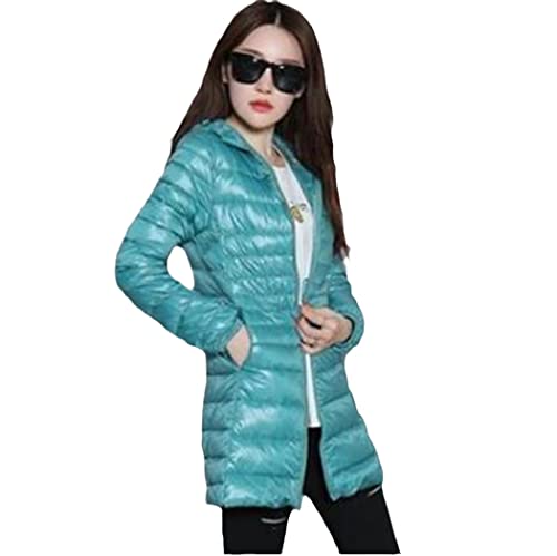 Manteau en duvet léger pour femme grande taille en rose et bleu taille S