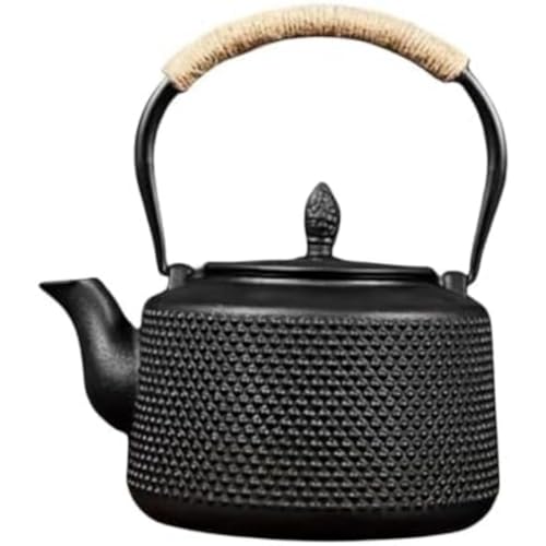 REENEW 鉄瓶 急須 鋳鉄ケトル 鋳鉄製ティーポット 鉄びん 鉄器 大容量 おしゃれ 伝統工芸品 手作り お茶入れる道具 茶道道具 ガスコンロ/IHコンロ/電気セラミックコンロ/炭コンロに対応 (1.6L)