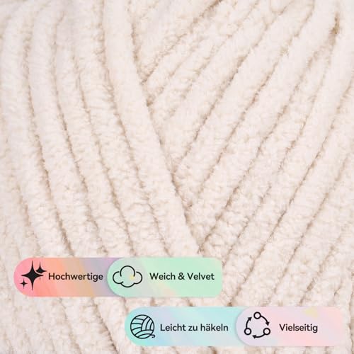Coopay Chenille Chunky Wolle Grau 4x100g – Bild 7
