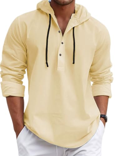 Men Short Sleeve Drawstring Design Trend T-Shirt Gym Training Fashion Sport Hooded Pullover Lightweight Casual Personality Hoodies L-Khaki 3XL