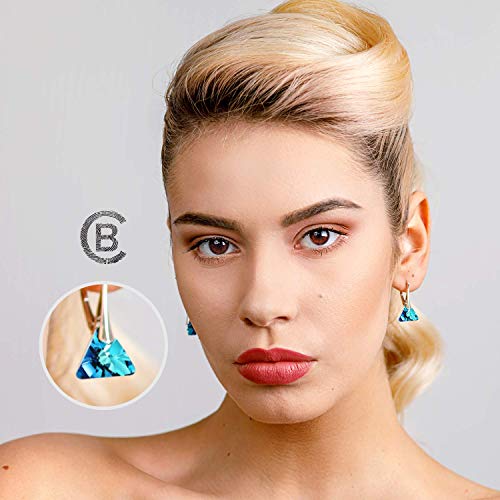 Chic Bijoux Drop And Dangle Earrings For Women - With 925 Sterling Silver And Austrian Crystals - Gift For Mom, Purple/Black/Blue (Bermuda Blue) #TOP2