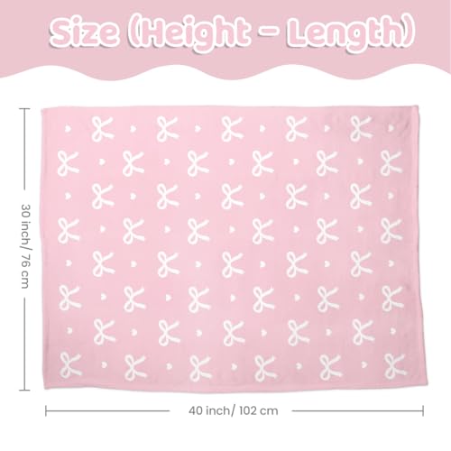 Image of SANDJEST Minky Blanket 2 Pack with Dotted Back 30 x 40 Inches, Gift for Christmas Birthday (Bow, Rainbow)