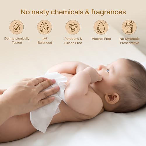 Image of Baby Wet Wipes with Lid, 99% Pure Water, 72 Wipes (Pack of 5)