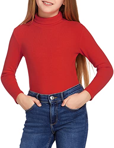 Image of Arshiner Girls Turtleneck Sweater Kids Casual Long Sleeve Knit Pullover Tops