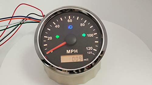 ELING Auto Speed Gauge Kit MPH GPS Speedometer Odometer 125MPH Mileage Adjustable Overspeed Alarm for Boat Car Truck Motorcycle 85MM 12V 24V