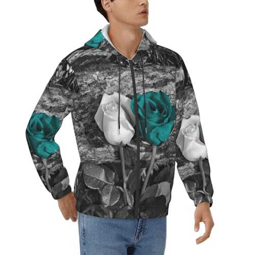 Sweat à capuche bleu sarcelle homme XXL à cordon de serrage
