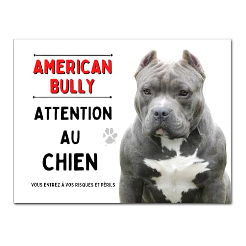 Plaque de portail Attention American Bully gentil méfiez vous du maître