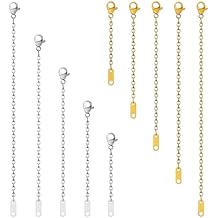 Necklace Extender, 10Pcs Stainless Steel Gold Silver Chain Extenders for Necklaces Bracelet Anklet Extension with Lobster Clasps and Closures for Jewelry Making, 2 3 4 5 6 inch