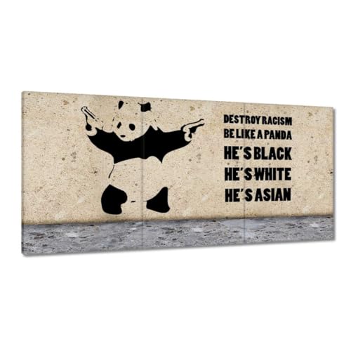 Peinture imprimée sur toile Panda Banksy pour sublimer le design de votre salon 120 x 60 cm