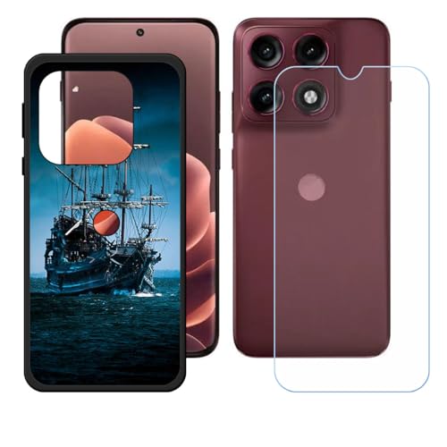 LCEHTOGYE �K�p ?Motorola Edge 70 Pro +�����K���X�X�N���[���v���e�N�^�[�p�P�[�X�A�K�p ?Motorola Edge 70 Pro (6,78")�ƌ݊����̂���u���b�N�\�t�gTPU�V���R���Q���P�[�X�ی�J�o�[ WZ10
