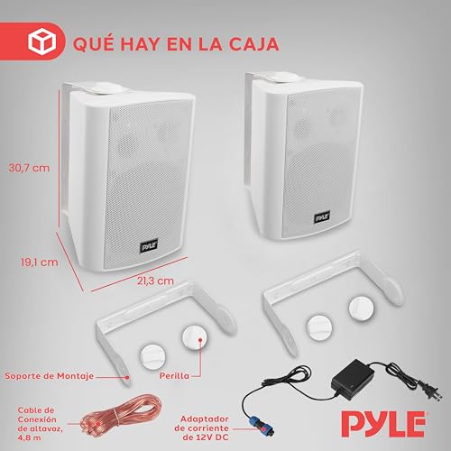 Miniatura 7 de Pyle Sistema De Altavoces Estereo, Portatiles, Resistentes A La Intemperie, Inalambricos, Montaje De Pared, Interiores, Exteriores. Blanco