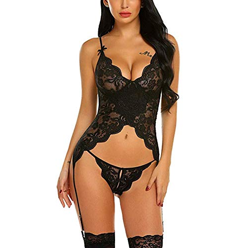 Ensemble de lingerie sexy dentelle et porte-jarretelles aux finitions premium