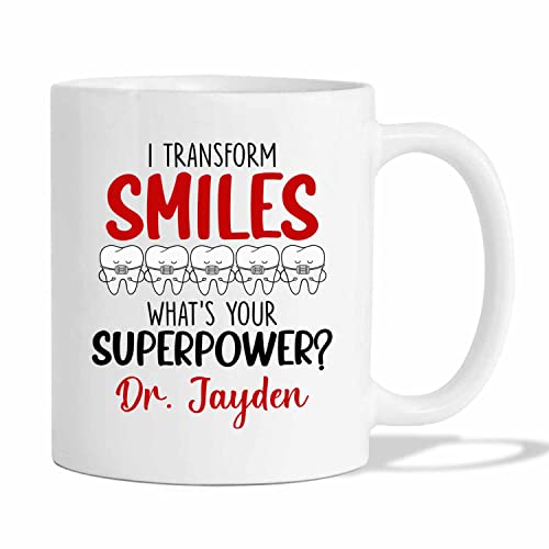 I Transform Smiles What's Your White Coffee Mug Custom Name,