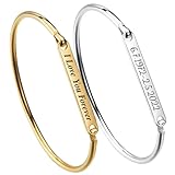 Personalized Engraved Bracelet Custom Name Jewelry Gift for Women Stainless Steel Bangle with Names Initials Date Coordinates Anniversary Birthday Present Couples Friendship Memorial