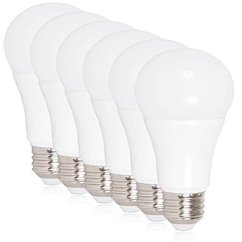 Maxxima LED A19-800 Lumens 60 Watt Equivalent Light Bulb Set - 5000K Daylight/Cool White Light, Energy Efficient 10 Watts, E26 Base, Non-Dimmable, for Bathrooms, Lamps, and Living Rooms - 6 Pack