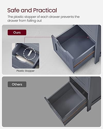 VASAGLE Bathroom Floor Storage Cabinet, Bathroom Storage Unit with 4 Drawers, Bathroom Cabinet Freestanding, 30 x 30 x 82 cm, for Living Room, Dining Room, Kitchen, Modern Style, Grey LHC040G01
