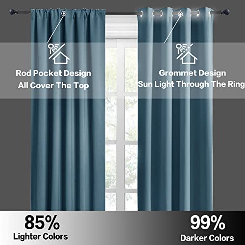 RYB HOME Bedroom Curtains Short - Blackout Privacy Energy Saving Curtains for RV Bunk Camper Bathroom Basement Kitchen Door Window Decor, W 52 x L 36, Slate Blue, 2 Pcs