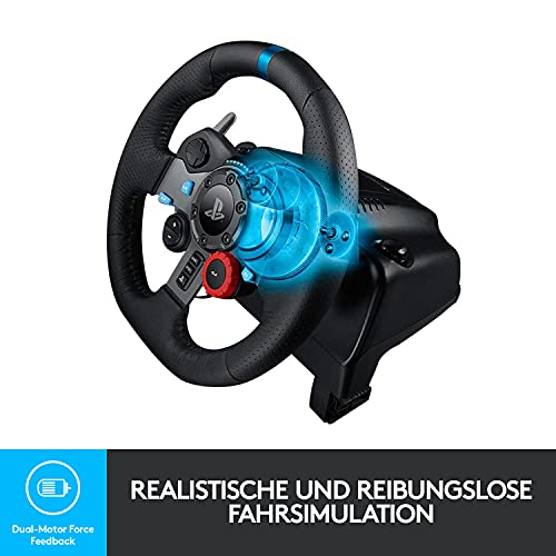 Logitech G29 Driving Force Gaming Rennlenkrad, Zweimotoriges Force Feedback, 900° Lenkbereich, Racing Leder-Lenkrad, Verstellbare Edelstahl Bodenpedale, für PS5, PS4, PC, Mac - Schwarz - Image 5