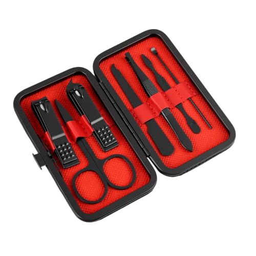 Set de manicura, kit de manicura, kit de cuidado de las uñas, set de corte de uñas, juego de 7 piezas, viene con estuche de poliuretano, regalo para familias colegas amigas