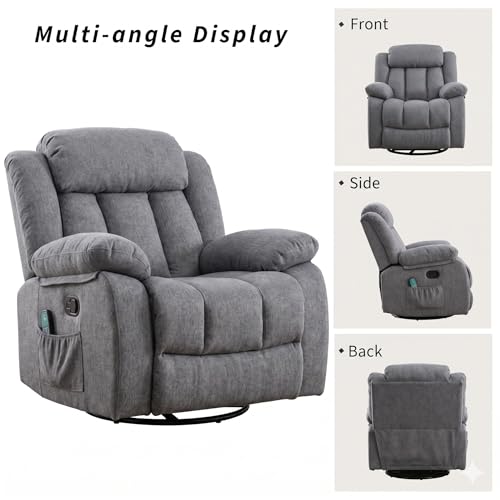 Image of Amazon Brand - Solimo Stark | Single Seater Sofa Recliner | Rocking, Revolving and Recline Manual Recliner (Velvet Grey) | 1 Year Warranty