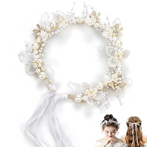 Couronne de communion fille,Accessoire Cheveux Communion,Accessoires de Cheveux de Mariage,Bandeaux de Princesse,Bandeau de casque de fille de fleur de Mariage...