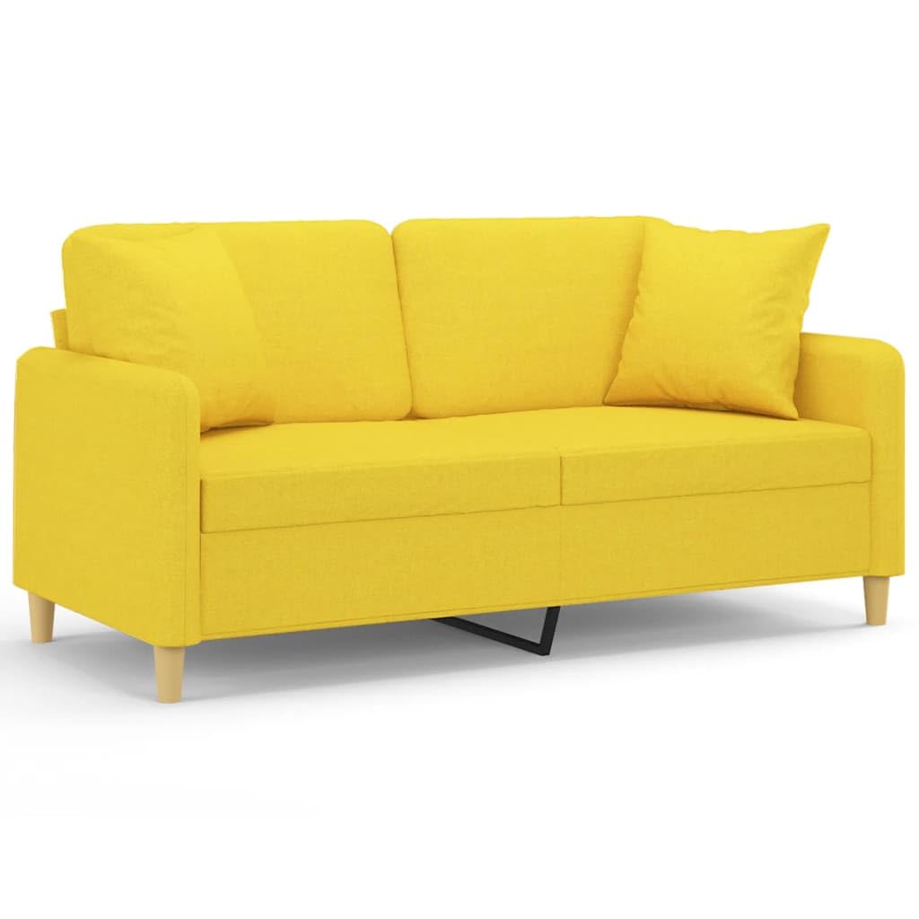 Sofá de 2 plazas para salón y oficina en tela color amarillo claro moderno