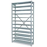 Nutztiefe 300 mm Fächerregal mit 12 Fachböden, Stecksystem, verzinkt, BxTxH 1070 x 400 x 2000 mm