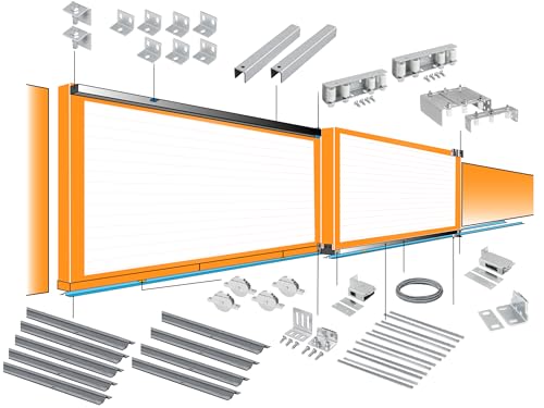 Beninca Telescopic Sliding Gate System Hardware Bottom MOUNTING for 2 Doors Opening 18.6ft Gate Size 22ft