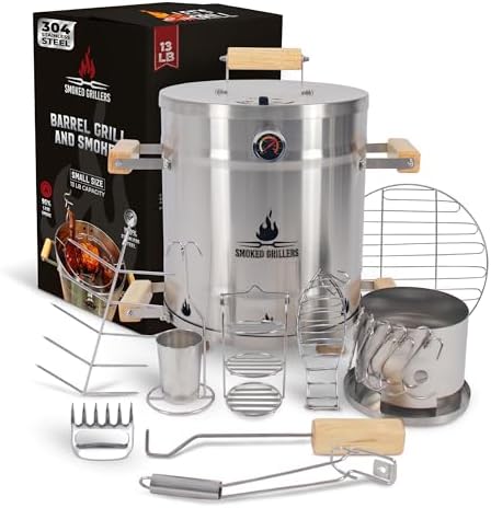 Barrel Smoker Grill Combo | 100% 304 Stainless Steel Barrel | 95%...