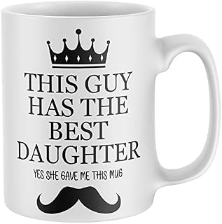 Purple Print House This Guy Has Best Daughter, Funny Dad Gift, Dad Mug for Fathers Day Birthday Coffee Mugs Beard Sarcasm Rude Novelty Travel Son Daughters Kids, One Size, White