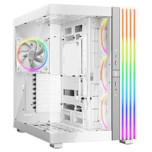 Image of be quiet! Light Base 900 FX White PC Case, Fully Windowed Front and Side | Dual Chamber, ARGB, 4 Light Wings 140mm PWM Fans, Mid Tower, Inverted and Horizontal Layout, E-ATX Motherboard Compatible