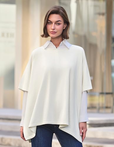 Image of PULI Women's Pullover Poncho Sweater Oversized Knit Layering Top Travel | Sleeveless and Layers Over Any Shirt At Home or Work