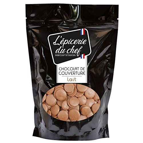 Epicerie du Chef Palets de Chocolat au Lait 500g - Chocolat de Couverture pour Desserts, Pâtisseries, Gâteaux, Glaçages - Ingrédient 35% cacao minimum - EDC8633