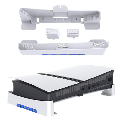 ps5 Slim/ps5 pro用 スタンド PS5 Slim 横置きスタンド Tomistan 【新登場】 4つUSB拡張ハブ付 地震対策 放熱改善 新型PS5 用水平スタン ド 転倒防止 傷付き防止 簡単に取り付けます 本体をもっと安心に収納新型 PS5の通常版とデジタル版両対応(ホワイト)