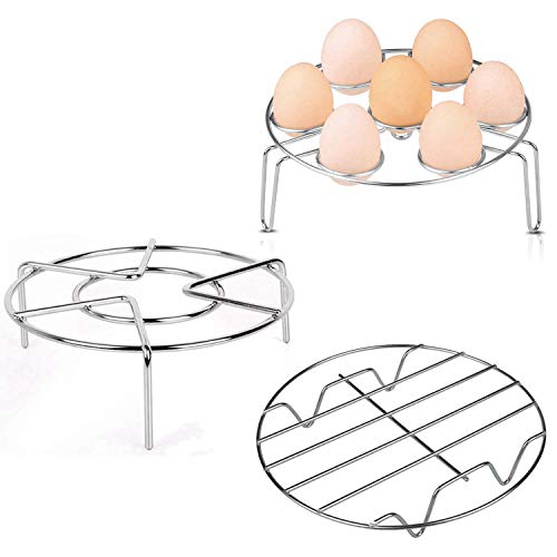 Steaming Rack, APHQUA Stainless Steel Steamer Rack Stand Wire Steaming Rack and Egg Steamer Rack for Pressure Cooker Kitchen Cooking Steaming Holder(3Pack)