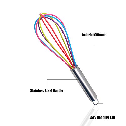 Loijon Batedor de ovo de silicone 12 polegadas Manual do agregado familiar Misturador de bolo Massa