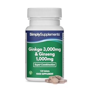 Ginkgo Biloba 3000mg & Koreanischer Ginseng 1000mg – 120 Tabletten – Geeignet für Veganer – Versorgung für bis zu 2 Monaten – SimplySupplements