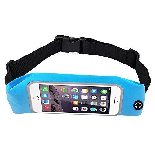BOGZON Exercise, Running Waist Pack for 5.5 Inch Cellphone - Outdoor Belt Bag - Touch Operating Directly With Transparent Film, Blue