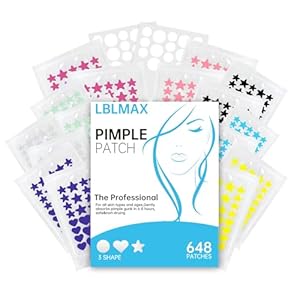 Pimple Patches for Face (648 Count),3 shapes (Round,Star and heart Shapes),Hydrocolloid Spot Dots with Salicylic Acid and Tea Tree Oil