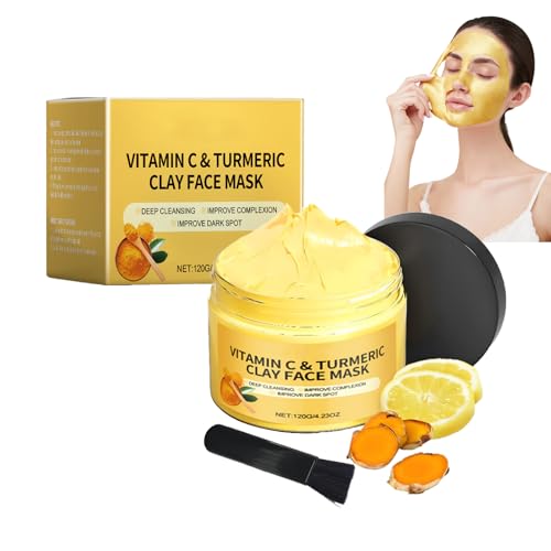 Mascarillas Faciales,Mascarilla Arcilla,Con Vitamina C Y CúRcuma,Limpieza Profunda,Control De Grasa,Minimiza Poros,Elimina Puntos Negros Y Manchas,Ilumina Y Unifica El Tono De La Piel