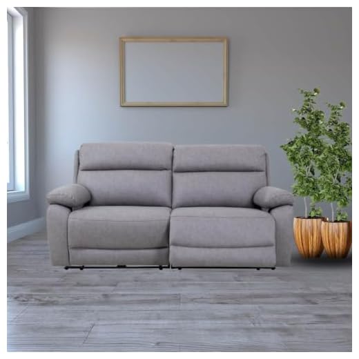 Toscohome Sofá de 2 plazas maxi con doble reclinable eléctrico color gris claro - Sevilla